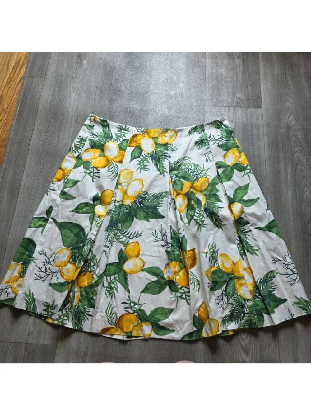 Talbots Lemon Print A-Line Skirt 100% Cotton Size 18 Summer Style